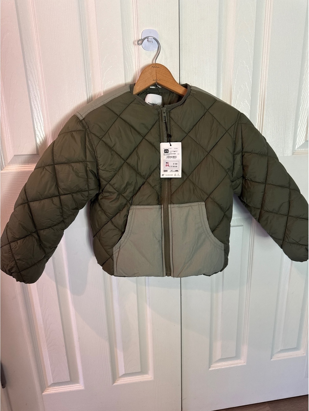 Desigual Girls Quilted Olive Green Nylon Coat Size 9/10